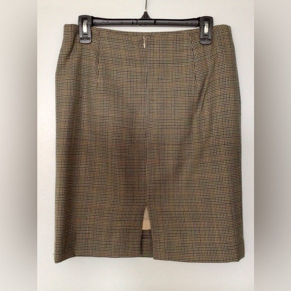 Tailor-Made Houndstooth Light Brown-Black Vigin Wool Pencil Skirt - US 4 - Picture 2 of 2